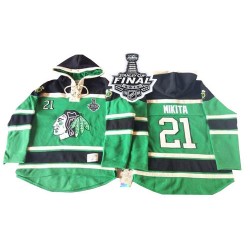 Stan Mikita Chicago Blackhawks Authentic Old Time Hockey St. Patrick's Day McNary Lace Hoodie 2015 Stanley Cup Jersey (Green)