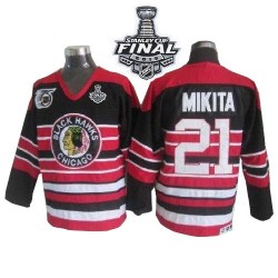 Stan Mikita Chicago Blackhawks CCM Authentic Throwback 75TH 2015 Stanley Cup Jersey (Red/Black)