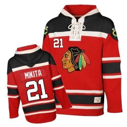 Stan Mikita Chicago Blackhawks Authentic Old Time Hockey Sawyer Hooded Sweatshirt Jersey (Red)