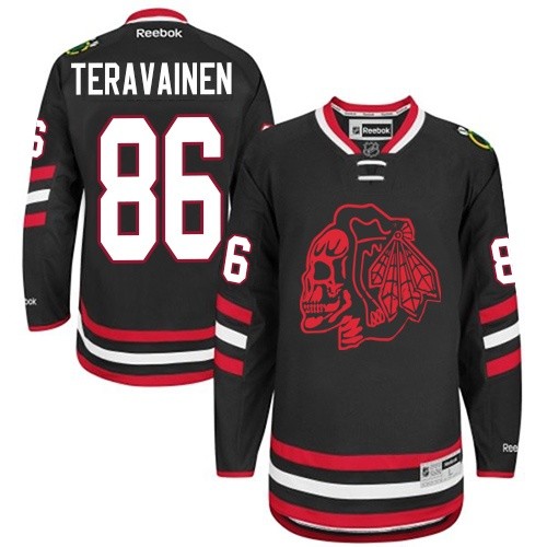 Teuvo Teravainen Chicago Blackhawks Reebok Youth Authentic Red Skull 2014 Stadium Series Jersey (Black)