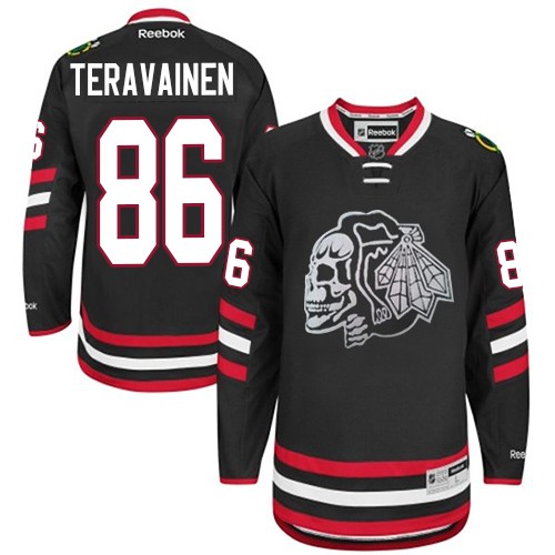 Teuvo Teravainen Chicago Blackhawks Reebok Youth Premier Black Skull 2014 Stadium Series Jersey (White)