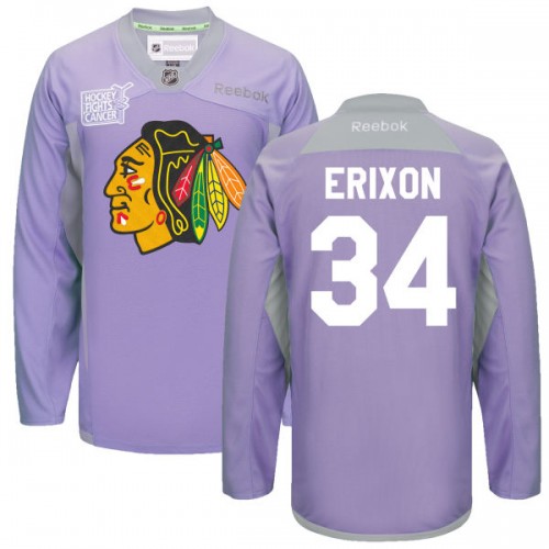 Tim Erixon Chicago Blackhawks Reebok Premier 2016 Hockey Fights Cancer Practice Jersey (Purple)