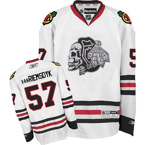Trevor Van Riemsdyk Chicago Blackhawks Reebok Authentic Skull Jersey (White)