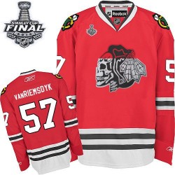 Trevor Van Riemsdyk Chicago Blackhawks Reebok Premier Red Skull 2015 Stanley Cup Jersey (White)