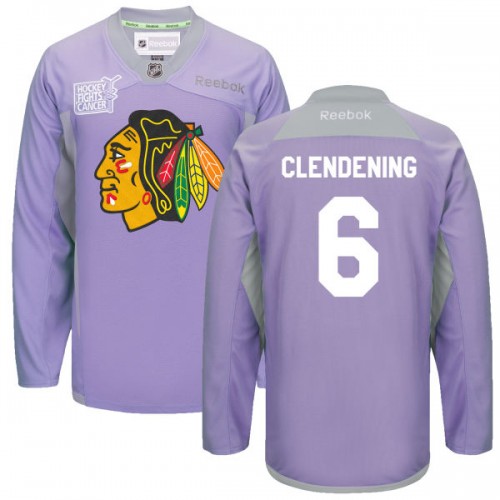 Adam Clendening Chicago Blackhawks Reebok Authentic 2016 Hockey Fights Cancer Practice Jersey (Purple)