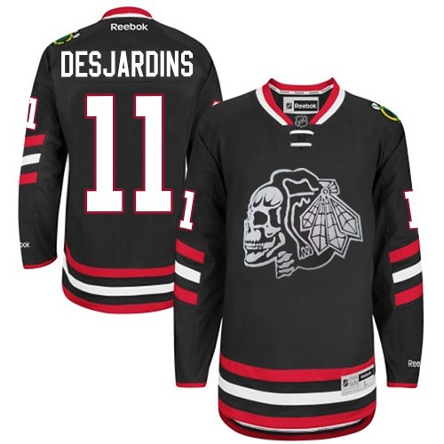 Andrew Desjardins Chicago Blackhawks Reebok Authentic Black Skull 2014 Stadium Series Jersey (White)