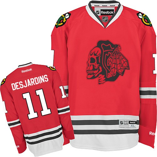 Andrew Desjardins Chicago Blackhawks Reebok Authentic Skull Jersey (Red)