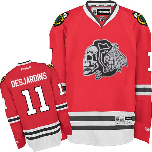 Andrew Desjardins Chicago Blackhawks Reebok Authentic Red Skull Jersey (White)