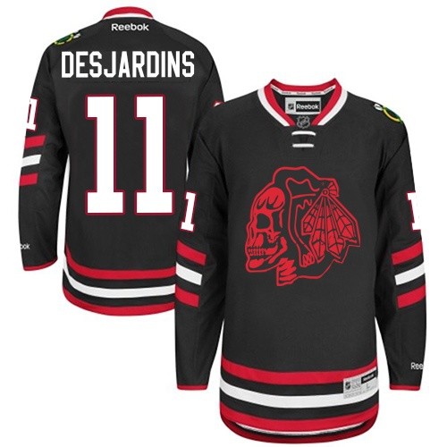 Andrew Desjardins Chicago Blackhawks Reebok Premier Red Skull 2014 Stadium Series Jersey (Black)