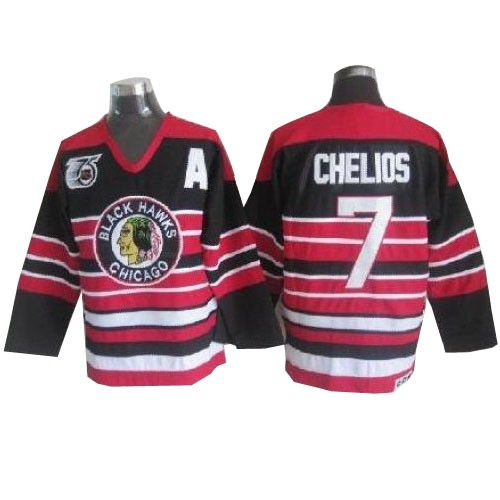 Chris Chelios Chicago Blackhawks CCM Premier Throwback 75TH Jersey (Red/Black)