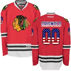 Clark Griswold Chicago Blackhawks Reebok Authentic USA Flag Fashion Jersey (Red)