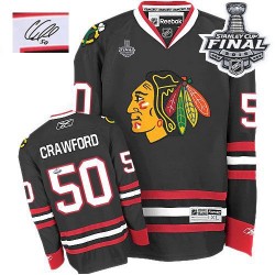 Corey Crawford Chicago Blackhawks Reebok Authentic Autographed Third 2015 Stanley Cup Jersey (Black)