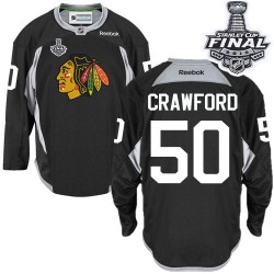 Corey Crawford Chicago Blackhawks Reebok Authentic Practice 2015 Stanley Cup Jersey (Black)