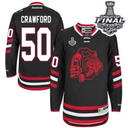 Corey Crawford Chicago Blackhawks Reebok Authentic Red Skull 2014 Stadium Series 2015 Stanley Cup Jersey (Black)