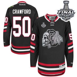 Corey Crawford Chicago Blackhawks Reebok Authentic Black Skull 2014 Stadium Series 2015 Stanley Cup Jersey (White)