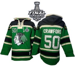 Corey Crawford Chicago Blackhawks Authentic Old Time Hockey St. Patrick's Day McNary Lace Hoodie 2015 Stanley Cup Jersey (Green)