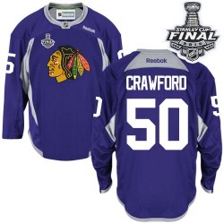 Corey Crawford Chicago Blackhawks Reebok Authentic Practice 2015 Stanley Cup Jersey (Purple)
