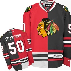 Corey Crawford Chicago Blackhawks Reebok Authentic Split Fashion Jersey (Red/Black)