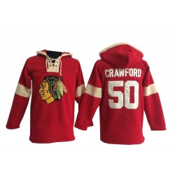 Corey Crawford Chicago Blackhawks Authentic Old Time Hockey Pullover Hoodie Jersey (Red)