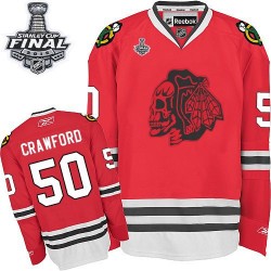 Corey Crawford Chicago Blackhawks Reebok Authentic Skull 2015 Stanley Cup Jersey (Red)