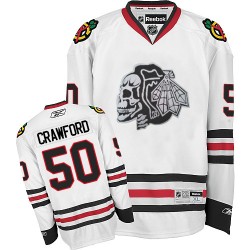 Corey Crawford Chicago Blackhawks Reebok Authentic Skull Jersey (White)