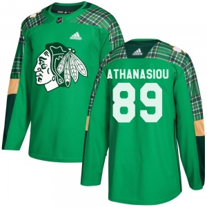 Andreas Athanasiou Chicago Blackhawks Adidas Youth Authentic St. Patrick's Day Practice Jersey (Green)