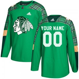 Custom Chicago Blackhawks Adidas Youth Authentic Custom St. Patrick's Day Practice Jersey (Green)