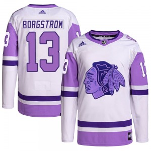 Henrik Borgstrom Chicago Blackhawks Adidas Youth Authentic Hockey Fights Cancer Primegreen Jersey (White/Purple)