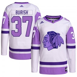 Adam Burish Chicago Blackhawks Adidas Youth Authentic Hockey Fights Cancer Primegreen Jersey (White/Purple)