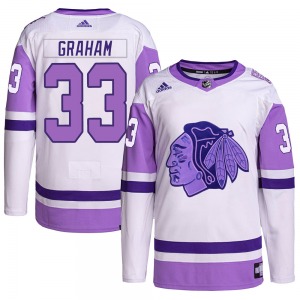 Dirk Graham Chicago Blackhawks Adidas Youth Authentic Hockey Fights Cancer Primegreen Jersey (White/Purple)