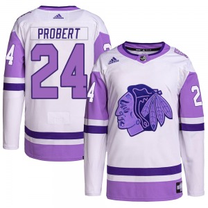 Bob Probert Chicago Blackhawks Adidas Youth Authentic Hockey Fights Cancer Primegreen Jersey (White/Purple)