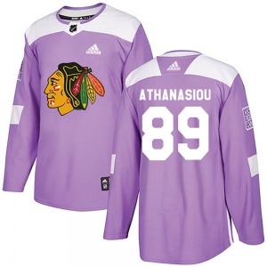 Andreas Athanasiou Chicago Blackhawks Adidas Youth Authentic Fights Cancer Practice Jersey (Purple)