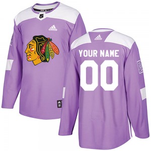 Custom Chicago Blackhawks Adidas Youth Authentic Custom Fights Cancer Practice Jersey (Purple)