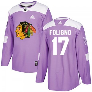 Nick Foligno Chicago Blackhawks Adidas Youth Authentic Fights Cancer Practice Jersey (Purple)