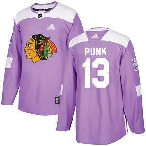 CM Punk Chicago Blackhawks Adidas Youth Authentic Fights Cancer Practice Jersey (Purple)