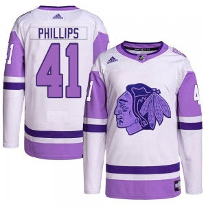 Isaak Phillips Chicago Blackhawks Adidas Authentic Hockey Fights Cancer Primegreen Jersey (White/Purple)