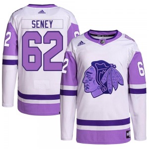 Brett Seney Chicago Blackhawks Adidas Authentic Hockey Fights Cancer Primegreen Jersey (White/Purple)