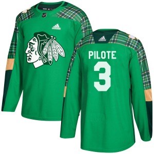 Pierre Pilote Chicago Blackhawks Adidas Authentic St. Patrick's Day Practice Jersey (Green)