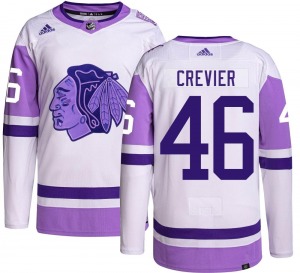 Louis Crevier Chicago Blackhawks Adidas Authentic Hockey Fights Cancer Jersey