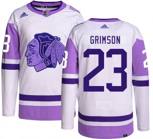 Stu Grimson Chicago Blackhawks Adidas Authentic Hockey Fights Cancer Jersey