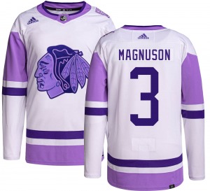 Keith Magnuson Chicago Blackhawks Adidas Authentic Hockey Fights Cancer Jersey