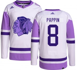 Jim Pappin Chicago Blackhawks Adidas Authentic Hockey Fights Cancer Jersey