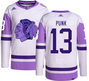 CM Punk Chicago Blackhawks Adidas Authentic Hockey Fights Cancer Jersey