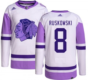 Terry Ruskowski Chicago Blackhawks Adidas Authentic Hockey Fights Cancer Jersey