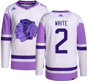 Bill White Chicago Blackhawks Adidas Authentic Hockey Fights Cancer Jersey (White)