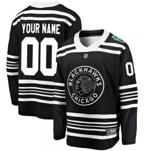 Custom Chicago Blackhawks Fanatics Branded Youth Breakaway Custom 2019 Winter Classic Jersey (Black)