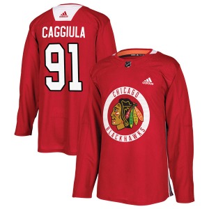 Drake Caggiula Chicago Blackhawks Adidas Authentic Home Practice Jersey (Red)