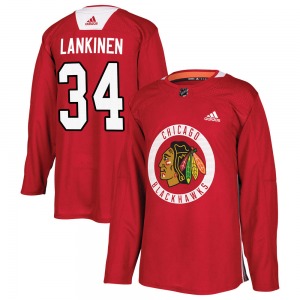 Kevin Lankinen Chicago Blackhawks Adidas Authentic ized Home Practice Jersey (Red)