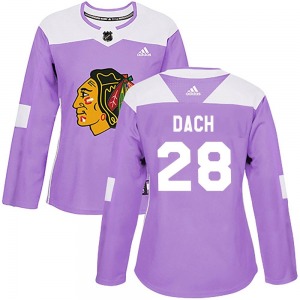 Colton Dach Chicago Blackhawks Adidas Women's Authentic Fights Cancer Practice Jersey (Purple)