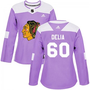 Collin Delia Chicago Blackhawks Adidas Women's Authentic Fights Cancer Practice Jersey (Purple)